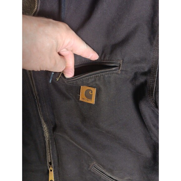 Carhartt Sierra Jacket Sherpa Lined J141 DKB Dark Brown Hood Men’s XL - Picture 4 of 16